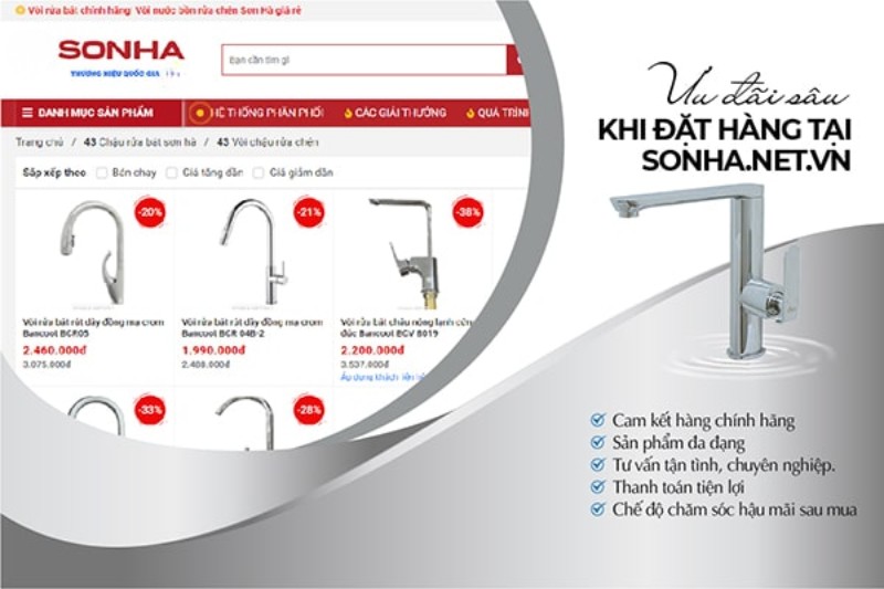 Sonha.net.vn - Địa điểm mua vòi rửa chén Bancoot BCV 8018 uy tín, giá tốt