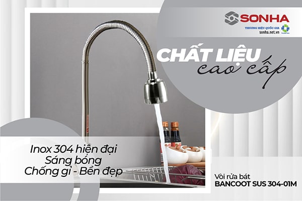 Chất liệu vòi rửa chén Bancoot 304-01M hiện đại