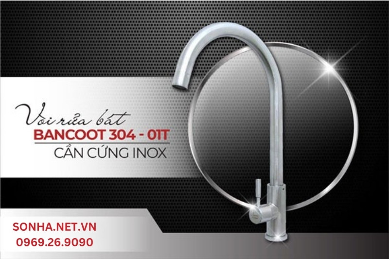Vòi rửa bát lạnh inox 304 Bancoot 304-01T bền đẹp, tối giản, tiện ích