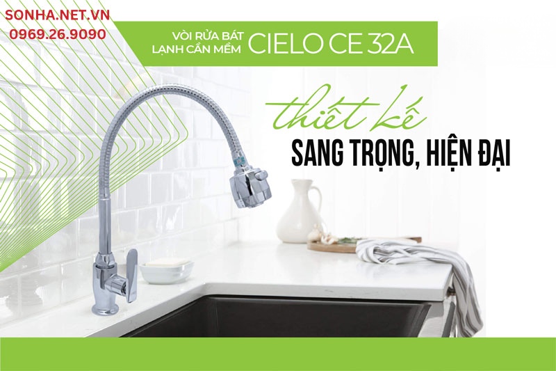 V&ograve;i rửa b&aacute;t Cielo CE 32A thiết kế hiện đại, th&ocirc;ng minh