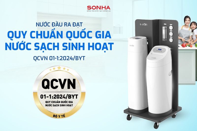 Nước đầu ra đạt quy chuẩn quốc gia nước sinh hoạt