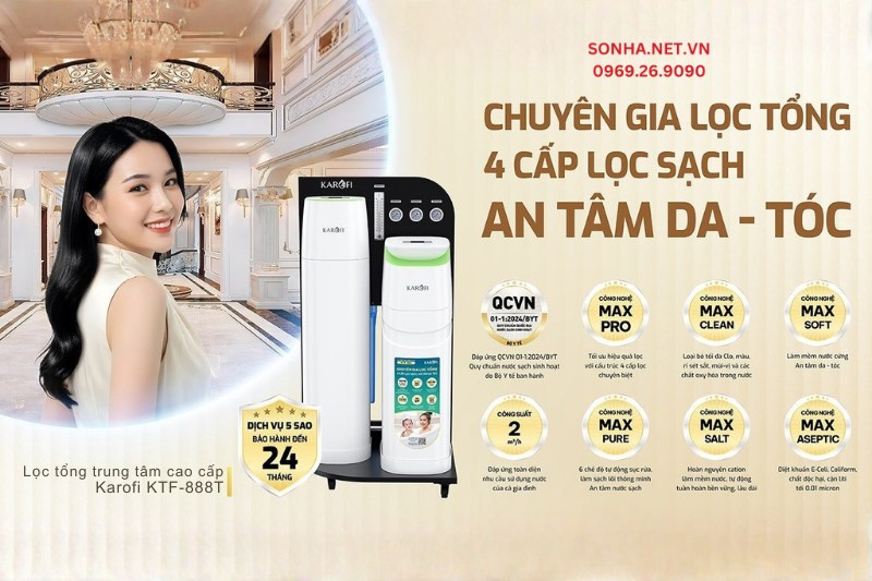 Lọc tổng đầu nguồn Karofi KTF-888T bảo vệ sức khoẻ gia đ&igrave;nh bạn 