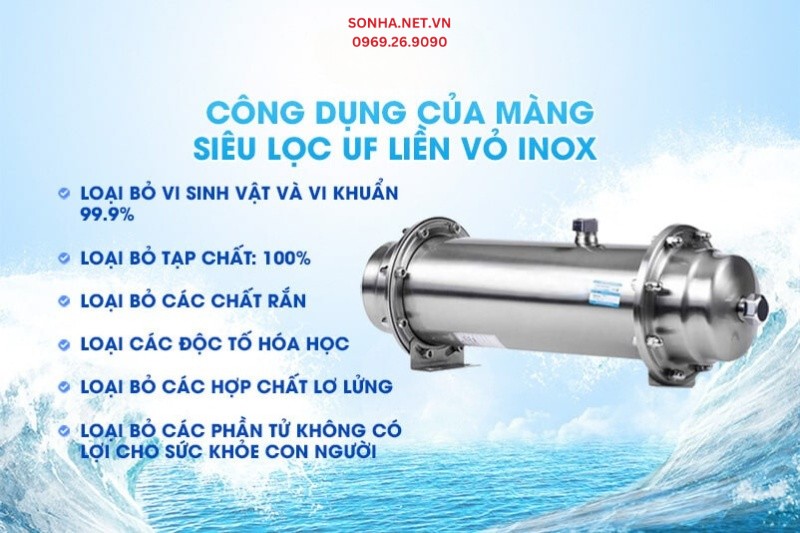 C&ocirc;ng dụng của m&agrave;ng si&ecirc;u lọc UF liền vỏ inox