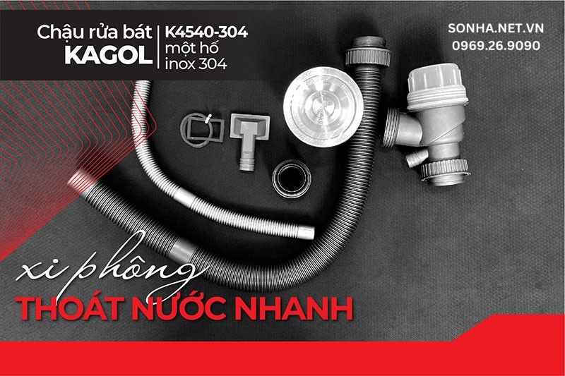 Xi phông Kagol K4540-304 từ nhựa cao cấp, thoát nước cực tốt