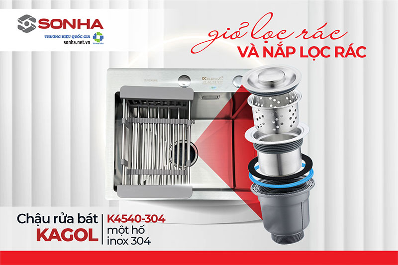 Giỏ và nắp lọc rác chậu Kagol K4540-304