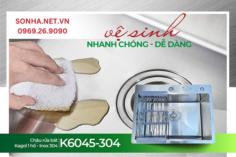 Chậu Kagol K6045-304 vệ sinh nhanh ch&oacute;ng, tiết kiệm thời gian