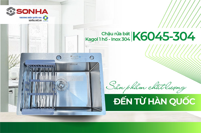 Chậu rửa bát 1 hố Kagol K6045-304 