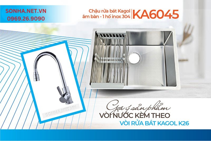 Căn bếp tiện nghi khi lắp chậu Kagol KA6045 và vòi K26