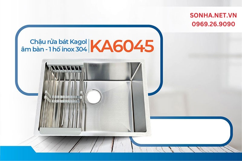 Chậu rửa bát 1 hố Kagol KA6045 tối giản, tiện ích, hiện đại