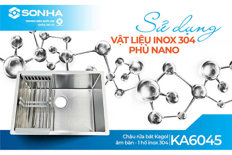 Chậu rửa bát 1 hố Kagol KA6045 làm từ inox 304