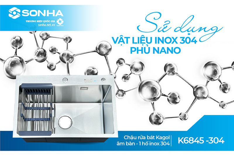 Chậu Kagol K6845 - 304 làm từ inox 304