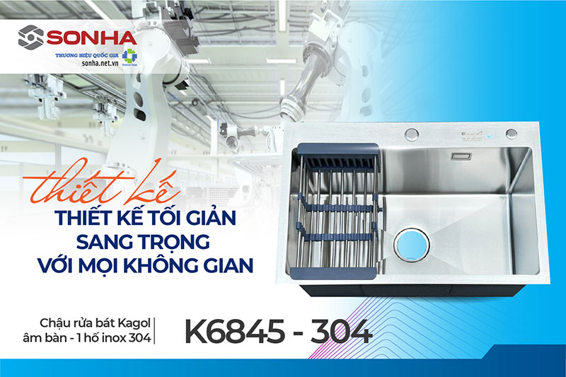 Chậu Kagol K6845 - 304 thiết kế hiện đại