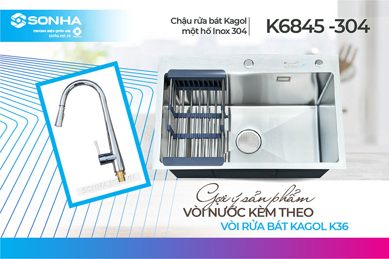 Chậu Kagol K6845-304 và vòi K36