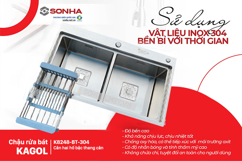 Chậu rửa bát inox304 siêu bền