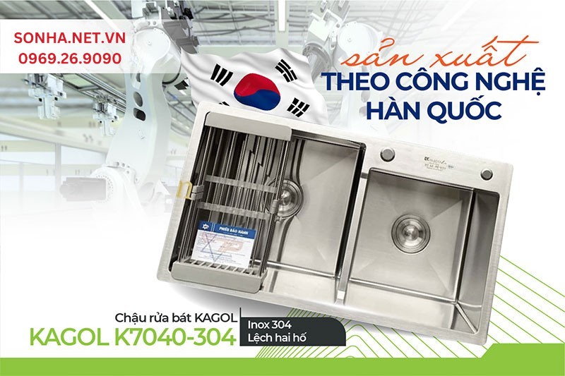 Kagol K7040-304 tinh xảo, sang trọng nhờ công nghệ đúc nguyên khối