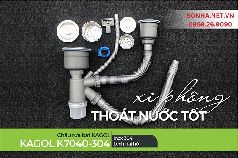 Xi phông Kagol K7040-304 thoát nước nhanh, chịu nhiệt tốt