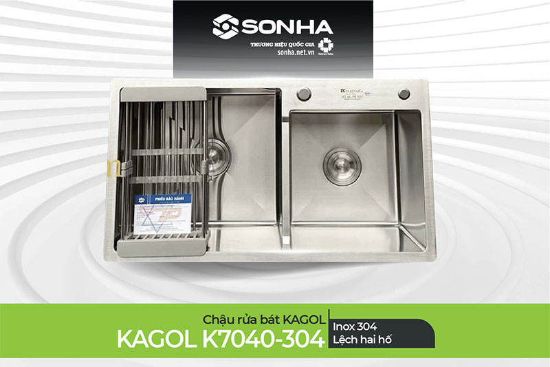 Chậu rửa chén inox 304 Kagol K7040-304