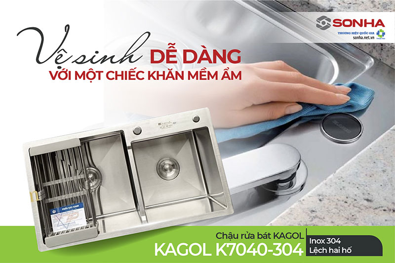 Chậu Kagol K7040-304 dễ dàng vệ sinh