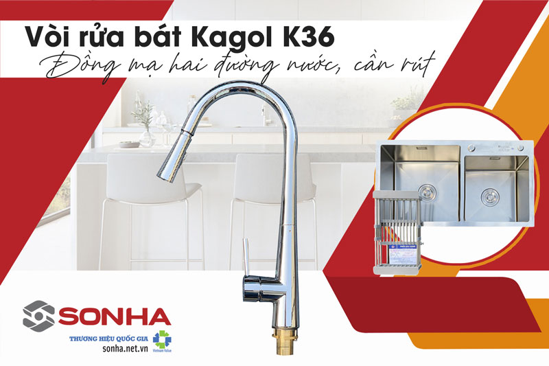 Mua chậu rửa chén đôi K7243-304 Lệch và vòi Kagol K36