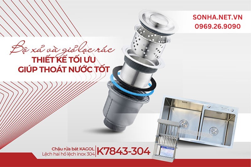 Bộ xả và giỏ lọc rác thiết kế tối ưu người dùng