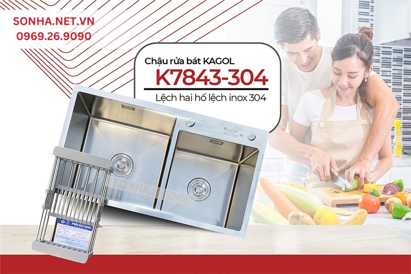 Chậu rửa bát Kagol K7843-304 bền đẹp, tiện ích