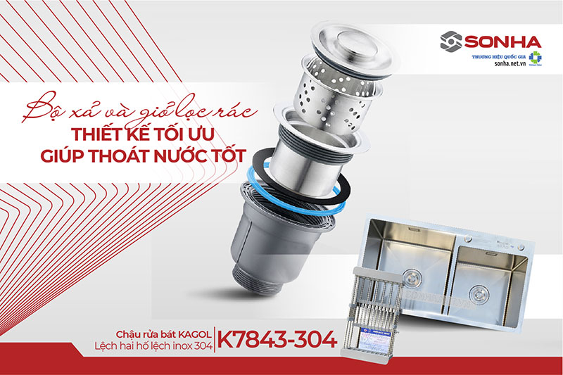 Bộ xả và giỏ lọc rác Kagol K7843-304