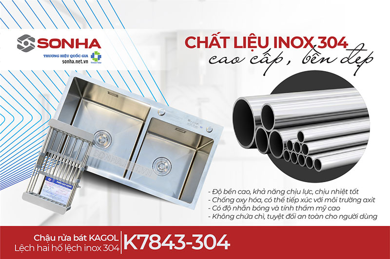 Chậu Kagol K7843-304 làm inox 304