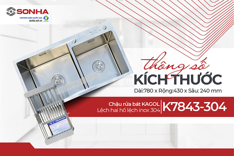 Thông số kỹ thuật chậu Kagol K7843-304