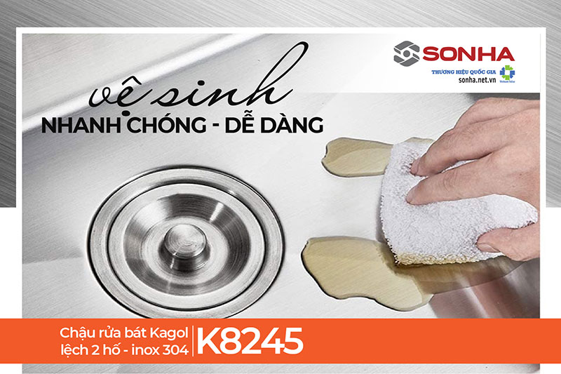 Chậu rửa Kagol K8245-304 dễ vệ sinh