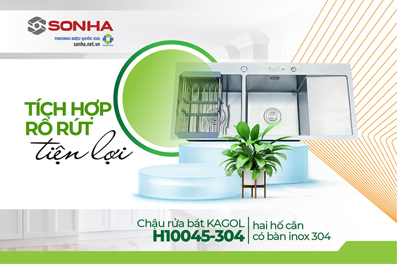 Chậu Kagol H10045-304 tích hợp rổ rút khi mua