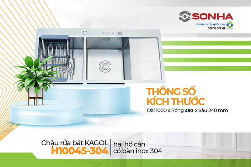 Kích thước chậu Kagol H10045-304