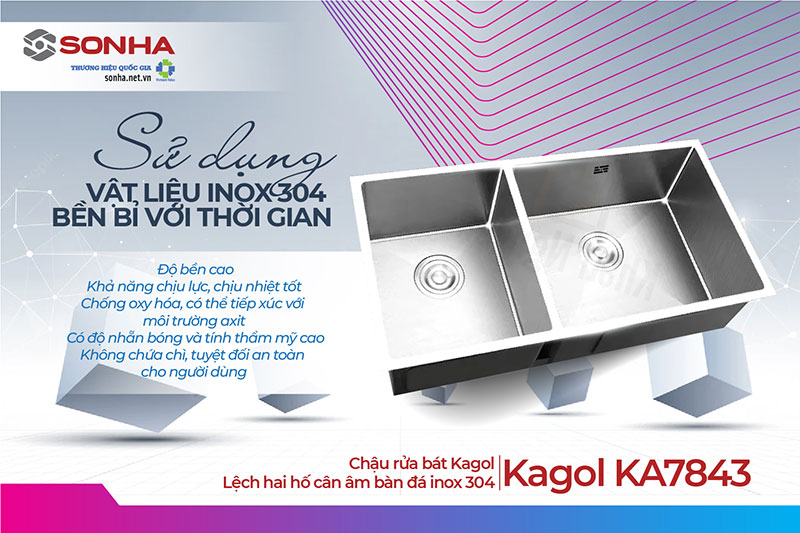 Chậu rửa Kagol KA7843 làm từ inox 304