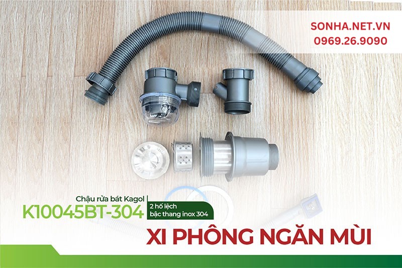 Xi ph&ocirc;ng Kagol K10045-BT 304 tho&aacute;t nước nhanh, ngăn m&ugrave;i hiệu quả