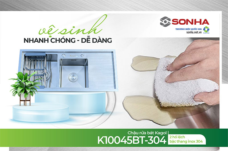 Chậu Kagol K10045-BT 304 dễ vệ sinh