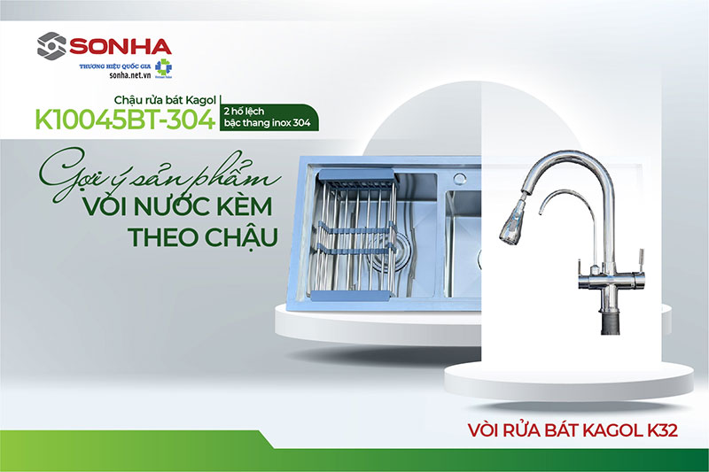 Chậu Kagol K10045-BT 304 và vòi K32