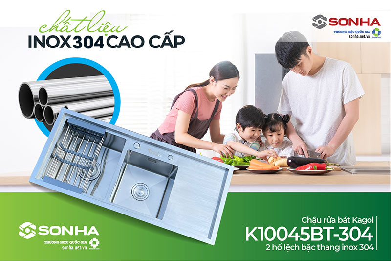 Chậu Kagol K10045-BT 304 làm bằng inox 304