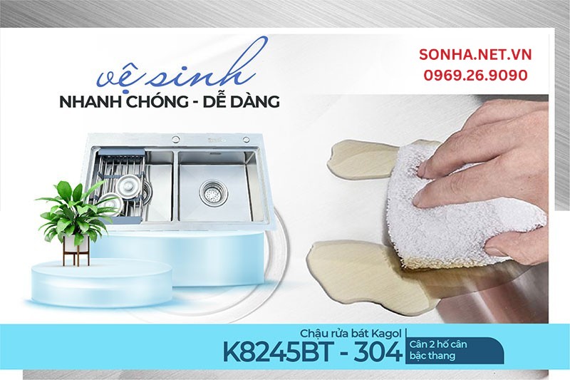 Kagol K8245BT-304 cân vệ sinh nhanh chóng bằng khăn mềm