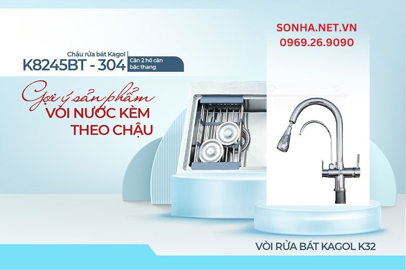 Bộ đôi hoàn hảo lắp cùng nhau Kagol K8245BT-304 cân và vòi K32
