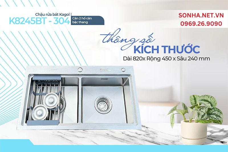 Chậu Kagol K8245BT-304 cân được gia đình đông người sử dụng