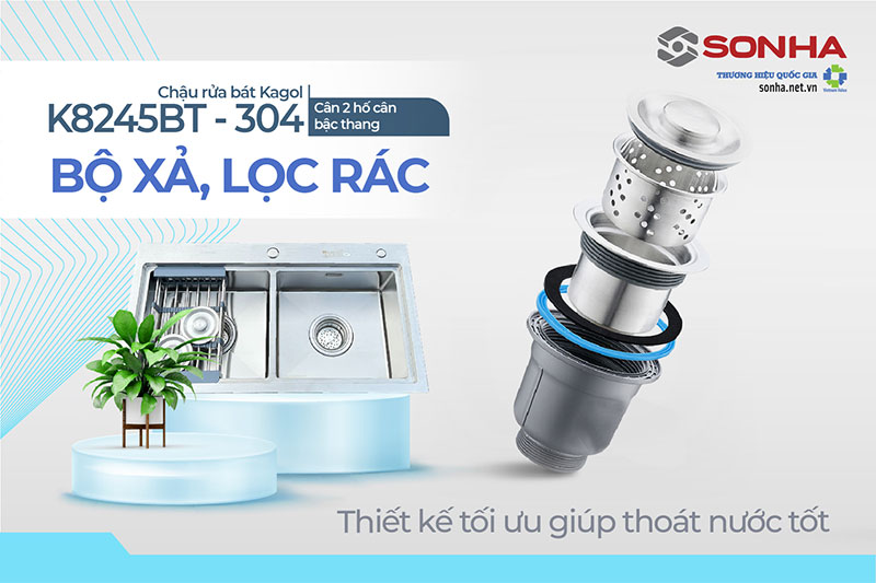 Bộ xả và lọc rác Kagol K8245BT-304 cân