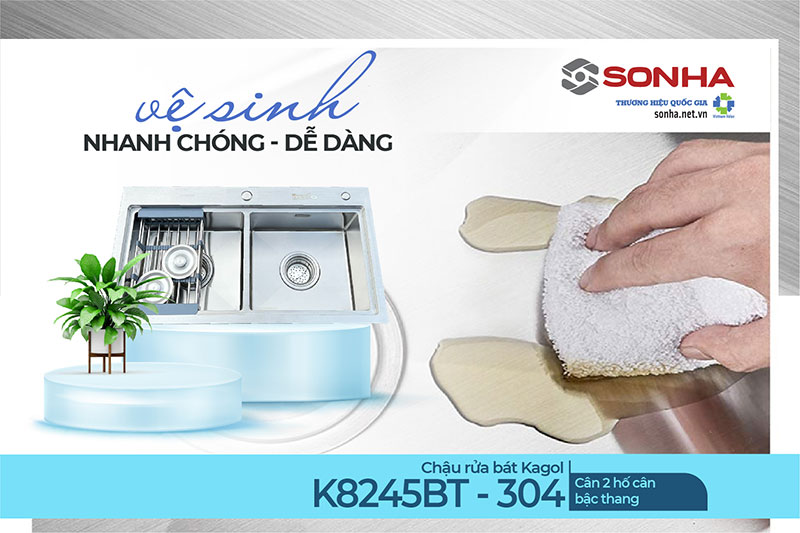 Chậu Kagol K8245BT-304 cân dễ vệ sinh