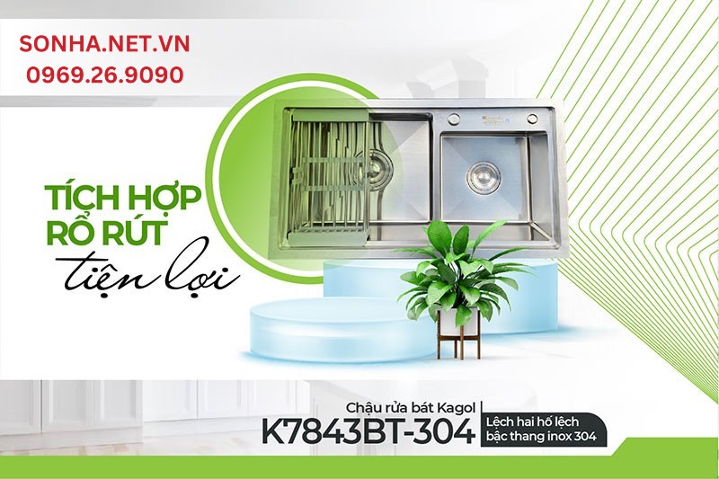 Tặng kèm rổ rút tiện lợi khi mua Kagol K7843BT-304