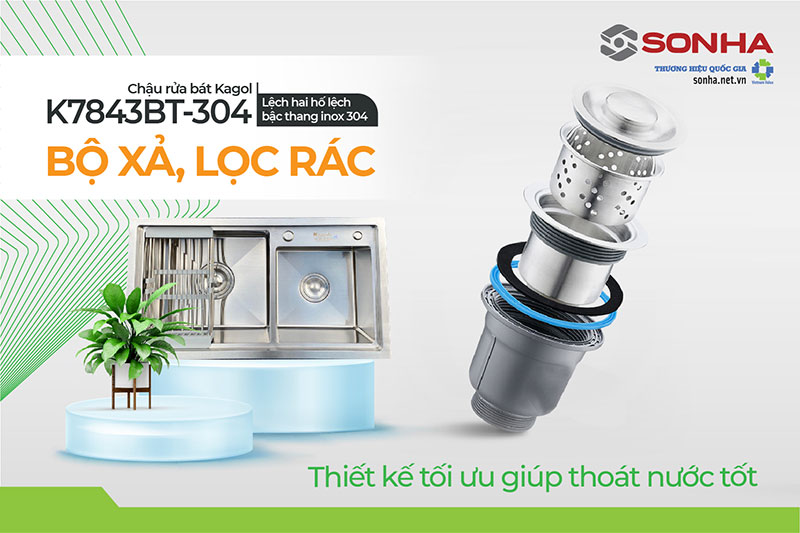 Bộ xả, lọc rác Kagol K7843BT-304