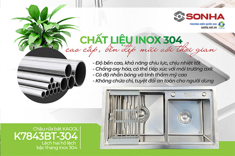 Chậu Kagol K7843BT-304 làm từ inox 304