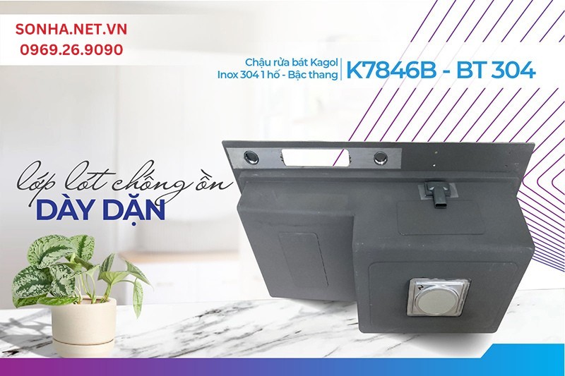 Lớp chống ồn K7846B-BT 304 giảm tiếng động lớn trong lúc nấu nướng rất hiệu quả