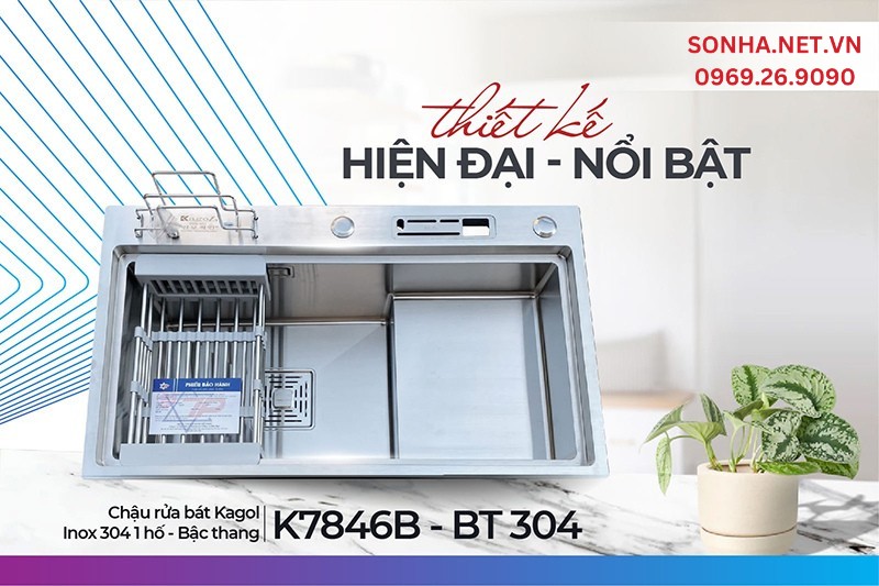 Kagol K7846B-BT 304 với công nghệ hiện đại tạo nên nét tinh tế, hiện đại trong căn bếp