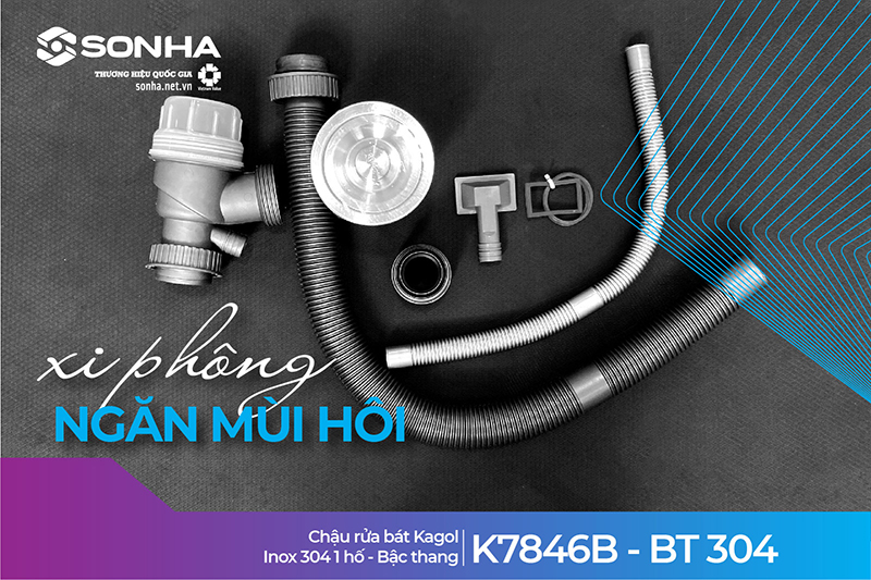 Xi phông chậu Kagol K7846B - BT 304 1 hố