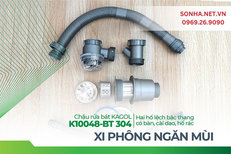 Xi phông Kagol K10048-BT 304 chịu nhiệt tối, ngăn mùi hiệu quả
