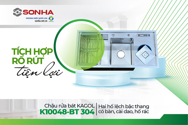 Chậu Kagol K10048-BT 304 tích hợp 4 in 1