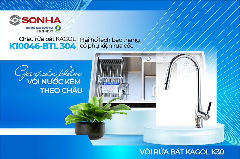 Lắp chậu Kagol K10046 - BTL 304 và vòi K30